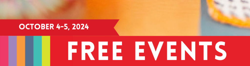 White text on a red background reads: Free Events